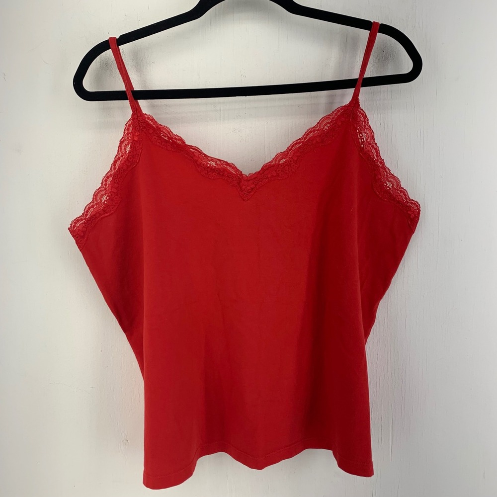 Venezia Jeans Red Lace Trim Cami Camisole 18/20 Y2K 2000s Coquette Casual Red